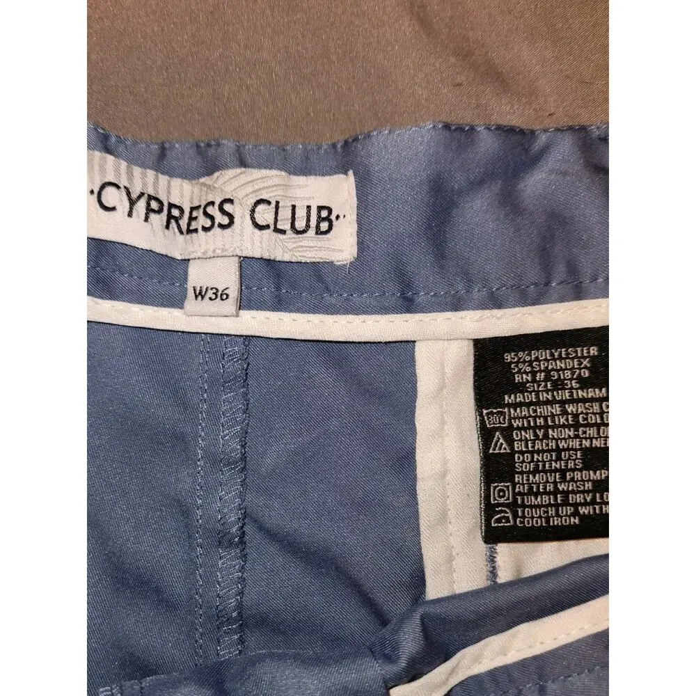 Cypress Club Men's Blue Golf Dress Shorts Polyester Spandex Stretch Flat Front - Picture 2 of 3